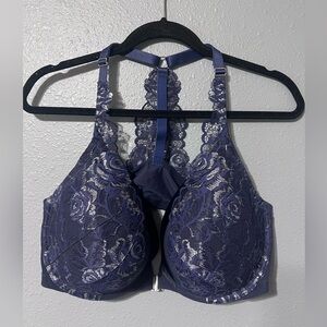 Cacique Bra Boost Plunge Cleavage Solution Underwire 44 DD NWT Navy Lace T Back